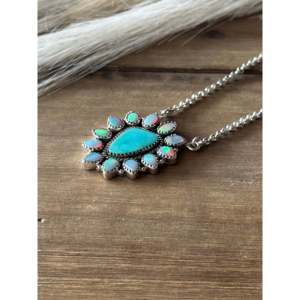 Southwest Handmade Multi Stone & Sterling Silver Cluster <b>Necklace</b>-<b>Fashion</b> <b>Layered</b> Jewelry - Product Image 4