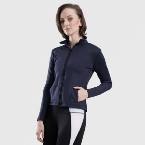Autumn <b>Workout</b> <b>Jacket</b> in Navy Stand Collar Trank <b>Jacket</b> - Product Image 3