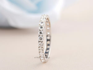 Bague de mariage écologique en or massif avec diamant et pavé d'éternité pour femme, idée cadeau d'anniversaire ou de mariage - Product Image 2