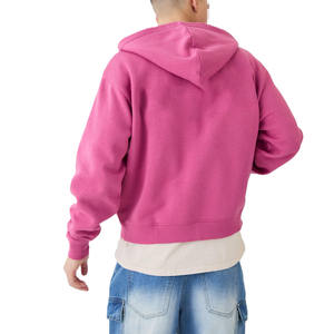 Chaqueta con Capucha de Forro Polar con Cierre Frontal de Color Sólido para Hombre, Sudadera Informal de Manga Larga de Corte Holgado para Producción al por Mayor - Product Image 3