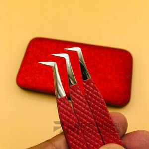 RMI nouveauté pince à épiler à pointe d'argent enduit de poudre rouge pour Extensions de cils pince à épiler Volume de botte en acier inoxydable de haute qualité - Product Image 6