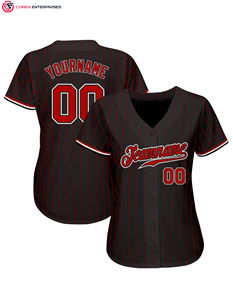 Maillot de baseball avec votre logo imprimé nom et numéro de l'équipe maillot de baseball blanc à fines rayures personnalisé - Product Image 2