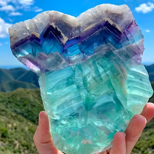 Vente en gros de tranches de fluorite arc-en-ciel naturelle polies, fluorite colorée à bandes, et dalles brutes de cristal de quartz pour la décoration - Product Image 3