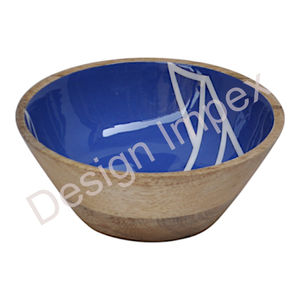 ชามเคลือบสีน้ำเงินเข้ม งานฝีมือแกะสลักลายผลไม้ขนาดใหญ่ ชามไม้ตกแต่งสำหรับเสิร์ฟอาหาร อุปกรณ์สำหรับโรงแรมและร้านอาหาร - Product Image 5