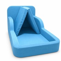 Canapé-lit modulaire bleu ciel pour enfants, convertible, en velours côtelé, fauteuil de lecture pour tout-petits