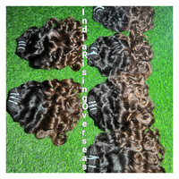 Extensiones de Cabello Humano Virgen de Templo Indio 100% Natural, Ondulado y Elástico, Suave y Esponjoso, Doble Trama: Modelo no permanente