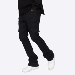 Nuevo diseño caqui Cargo Flare pantalones de alta calidad para hombres ropa de calle personalizada de moda peso ligero 100% algodón pantalones acampanados de gran tamaño - Product Image 6