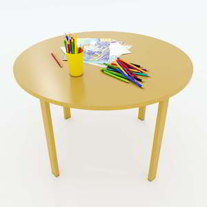 Juego de Mesa y Sillas de Jardín de Infancia de Diseño Moderno KGD013, 1 Mesa Redonda de Madera Maciza, 4 Sillas de Madera de Caucho, Muebles Escolares para Niños - Product Image 3