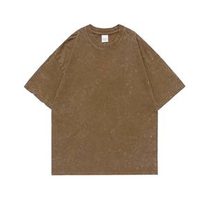 100% algodón manga corta hombres mujeres camiseta lavado ácido 2023 verano nuevo holgado Color sólido Vintage camiseta - Product Image 2