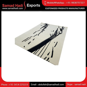 Tapis en laine style treillis simple très demandé, tufté à la main 3D, brodé noir et blanc, tapis moderne pour l'exportation en gros - Product Image 3