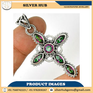 จี้เงินแท้ 925 ประดับพลอยโทแพซหลากสีสัน ดีไซน์ทันสมัย งานแฮนด์เมด ราคาดีที่สุด รับผลิตแบบ ODM OEM - Product Image 2