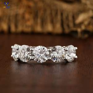 5.00 TDW bague en diamant coupe ronde 18k or blanc demi-éternité bande/panier réglage Cvd/Hpht diamant laboratoire pierre bijoux - Product Image 1