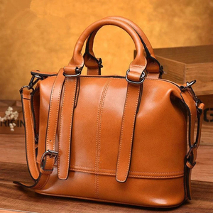 Elegante Bolso Tote de Cuero Genuino para Mujer, Color Sólido, Cierre de Cremallera, Uso Diario, Bolso Bandolera, Todas las Temporadas - Product Image 6