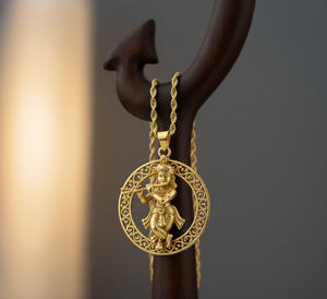 925 argent rhodium lien chaîne collier tenue quotidienne Krishna Om pendentif spirituel plaqué or tendance mode cadeau pour hommes femmes - Product Image 1