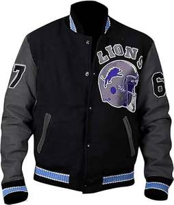 เสื้อแจ็กเก็ตหนังผู้ชายปักลาย Chenille สำหรับผู้ชายเสื้อแจ็กเก็ตทีมโรงเรียนหนังสำหรับฤดูหนาวโลโก้ที่กำหนดเอง - Product Image 4