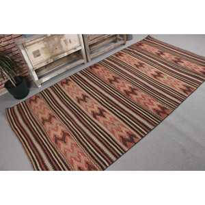 Tapis vintage 4,3x8,5 pieds, tapis turc, tapis à carreaux rouges - Product Image 3