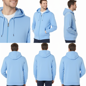Sudadera con capucha de algodón para hombre con cremallera, logotipo personalizado, transpirable, de punto, para gimnasio, fitness, ropa deportiva, fabricante mayorista OEM ODM - Product Image 3