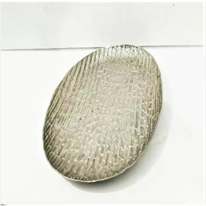 Juego de bandeja para servir árabe de fruta seca de cristal de serpiente corrugado de lujo plateado con tapa con asa - Product Image 6