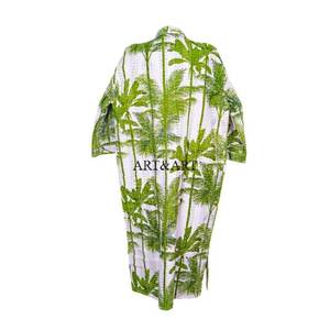 Handmade Japanese Kantha Thermal Elegant Robe Kimono Floral Print Quilted Breathable Quick-Dry <b>Women's</b> Winter Spring Summer - Product Image 6