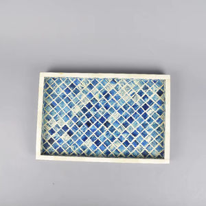 Ensemble de plateaux en bambou moderne avec technique de polissage Artisanat en bois naturel Plateau de service - Product Image 1