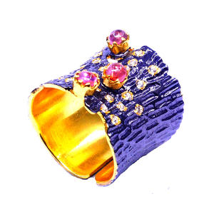 Bague de mariage en argent sterling 925 pour femme classique plaqué or avec tourmaline diamant pierre précieuse bague de mariage à la mode - Product Image 1