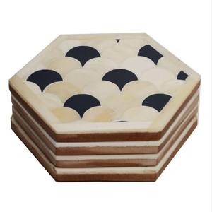 Posavasos Hexagonales Clásicos Hechos a Mano con Incrustaciones de Hueso, Ecológicos, de Calidad de Exportación, para Hoteles y Restaurantes - Product Image 1