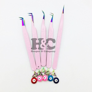 Pince à épiler pour extensions de cils, modèle Charm, en acier inoxydable rose, durable, avec logo, écoresponsable, marque privée, MOQ, pince à épiler pour cils en vison - Product Image 4