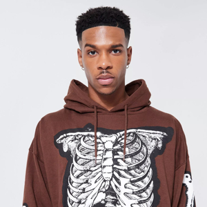 Sudaderas con capucha 100% algodón con estampado de hojaldre y logotipo personalizado, sudaderas con capucha gráficas informales Y2K de 450gsm para hombre - Product Image 2