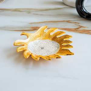 Plateau décoratif rectangulaire vintage en argent plaqué, motif plume, style vintage, pour Diwali, plateau de service en bois et métal, pour plantes - Product Image 5