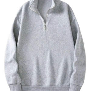 Sweat-shirts à logo personnalisé, sweat-shirts à fermeture éclair quart de tour, en molleton de coton, unis, mode, hauts d'hiver, sweat-shirts à fermeture éclair quart de tour - Product Image 1