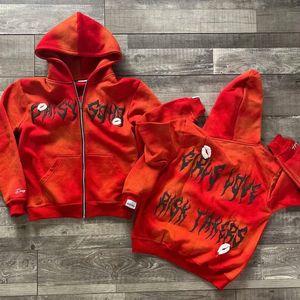 Custom 3D Logo Zip Hoodies Winter Flare Pants Sets for Men Stacked Sweat Suits Puff Print Fleece <b>Tracksuits</b> Sweatsuit Gym Use - Product Image 3