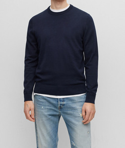 Pull en viscose/coton uni personnalisé OEM pour homme, anti-boulochage, col rond, logo sur le devant - Product Image 4