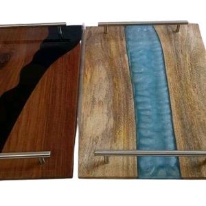 Bandeja para servir de resina y madera Natural de la mejor calidad, estilo rústico con pulido brillante, cocina casera, boda, uso en Hotel, servicio de restaurante - Product Image 6