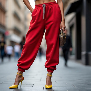 Baggy Double Waistband Sweatpants Women Sportswear Running Sweat <b>Pants</b> <b>Ladies</b> Outdoor Double Waistband Trouser Pajama Women's - Product Image 2