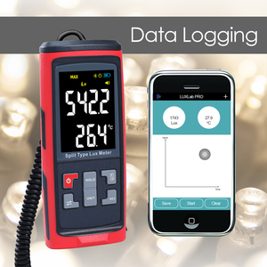 เครื่องวัดแสงดิจิตอลแบบแยกส่วนสามารถสลับเป็นหน่วยได้200000Lx datalogging photometer บลูทูธ (OEM) - Product Image 4