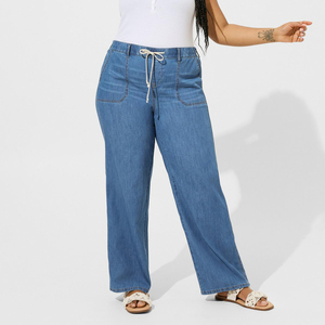Jeans ample personnalisables et de qualité supérieure pour femmes, denim lavé à col haut, à des prix bon marché exportés au Pakistan, vente en gros - Product Image 6