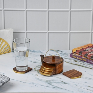 Acacia Wood Kettle Coasters Square Round Designs with Classic Style Wholesale Factory Price Different Shapes Available in India - Product Image 3