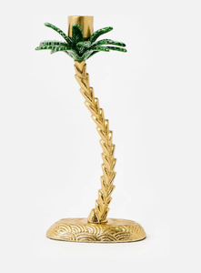 Portavelas de metal de palmera de latón AK en acabado dorado y verde de calidad superior para decoración de hotel/detalles de decoración de mesa - Product Image 2