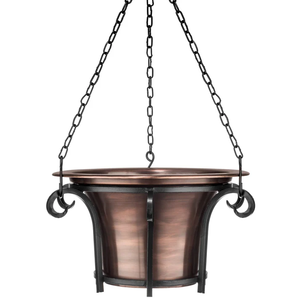 Jardinière en métal ronde, finition cuivre, patio, balcon, terrasse - Product Image 1