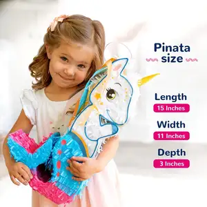 Mermaid Unicorn Pinata Bundle With A Blindfold And Bat HandMade Small Sized Pinata For Kids Carnival Birthday Party Decoration