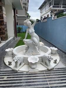 Statue de bouddha contemporaine en marbre et grès Sculpture de fontaine de décoration intérieure moderne - Product Image 5