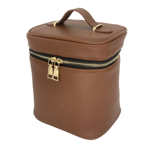 Neceser de viaje con logotipo personalizado, color marrón claro, PU, con cremallera - Product Image 6