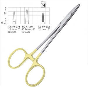Porte-aiguilles chirurgical Astrin Finochietto TC 5.25, Porte-aiguilles Mayo Hegar TC 7 pouces, Ensemble d'instruments en acier inoxydable avec manche doré - Product Image 4