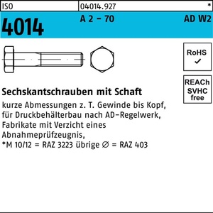 Perno Hexagonal ISO 4014 M10 X 80 A2-70 50 Piezas - Product Image 1