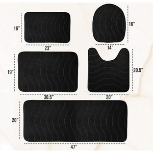 New Collection <b>Bathroom</b> Rugs Set Of 5 Piece Non Slip Ultra Soft Easy To Clean Strong Absorbent in Black Color - Product Image 1
