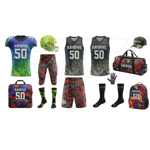 Vente chaude Uniforme de football américain sur mesure à manches courtes Respirant Séchage rapide 100% polyester Léger En stock - Product Image 3