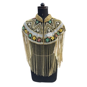 Cape de créateur brodée à la main en sequins multicolores noirs de qualité supérieure 2025 avec tissu 100% coton aux meilleurs prix d'Inde - Product Image 1