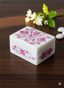 Boîte à bijoux en marbre naturel, fabrication artisanale, rangement durable pour bagues avec incrustation naturelle, pour la maison ou le bureau - Product Image 4