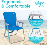 Chaise de plage pliante légère avec dossier haut et accoudoir dur supportant 300lbs Adultes Chaise de plage Bretelles Concerts de pelouse