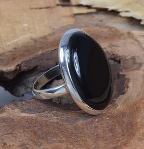 Anillo estilo bohemio, piedra preciosa de ónix negro Natural, Plata de Ley 925 sólida, anillo hecho a mano, joyería de plata de ley 925, joyería de sello - Product Image 3